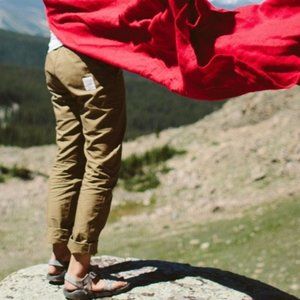 Women's Topo Designs Mountain Pant, brown, size medium. Original version. Rare!